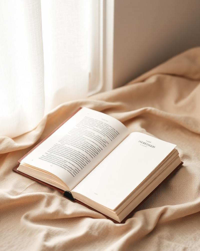 Open book on warm linen
